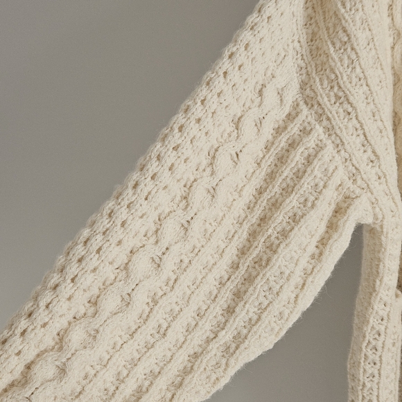 Aritzia Wilfred Free Cable Knit Fisherman Cardigan Alpaca Merino Wool Small - Picture 10 of 15